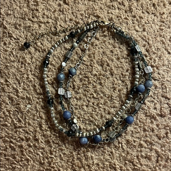 Jewelry - Elegant Silver and Blue Beaded Necklace